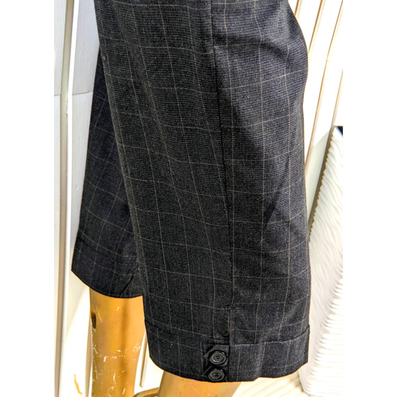 Womens H&M Plaid Pedal Pusher Pants Waistband Invisible Pockets Gray Y2K Size 6 - Picture 3 of 10